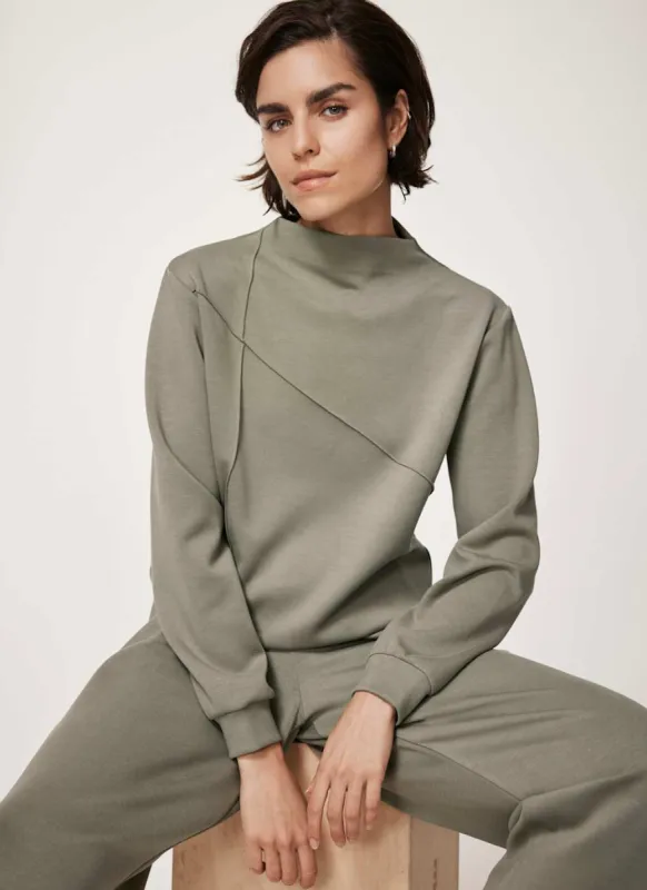 Khaki High Neck Softluxe Sweatshirt sold by Mint Velvet