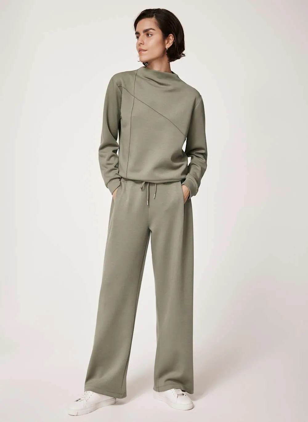 Khaki High Neck Softluxe Sweatshirt sold by Mint Velvet product image thumbnail 4