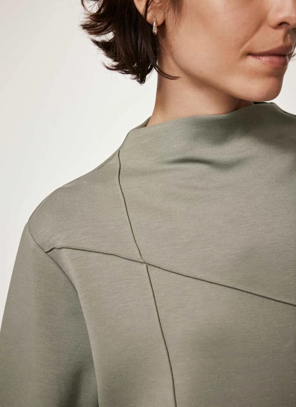 Khaki High Neck Softluxe Sweatshirt sold by Mint Velvet product image thumbnail 3