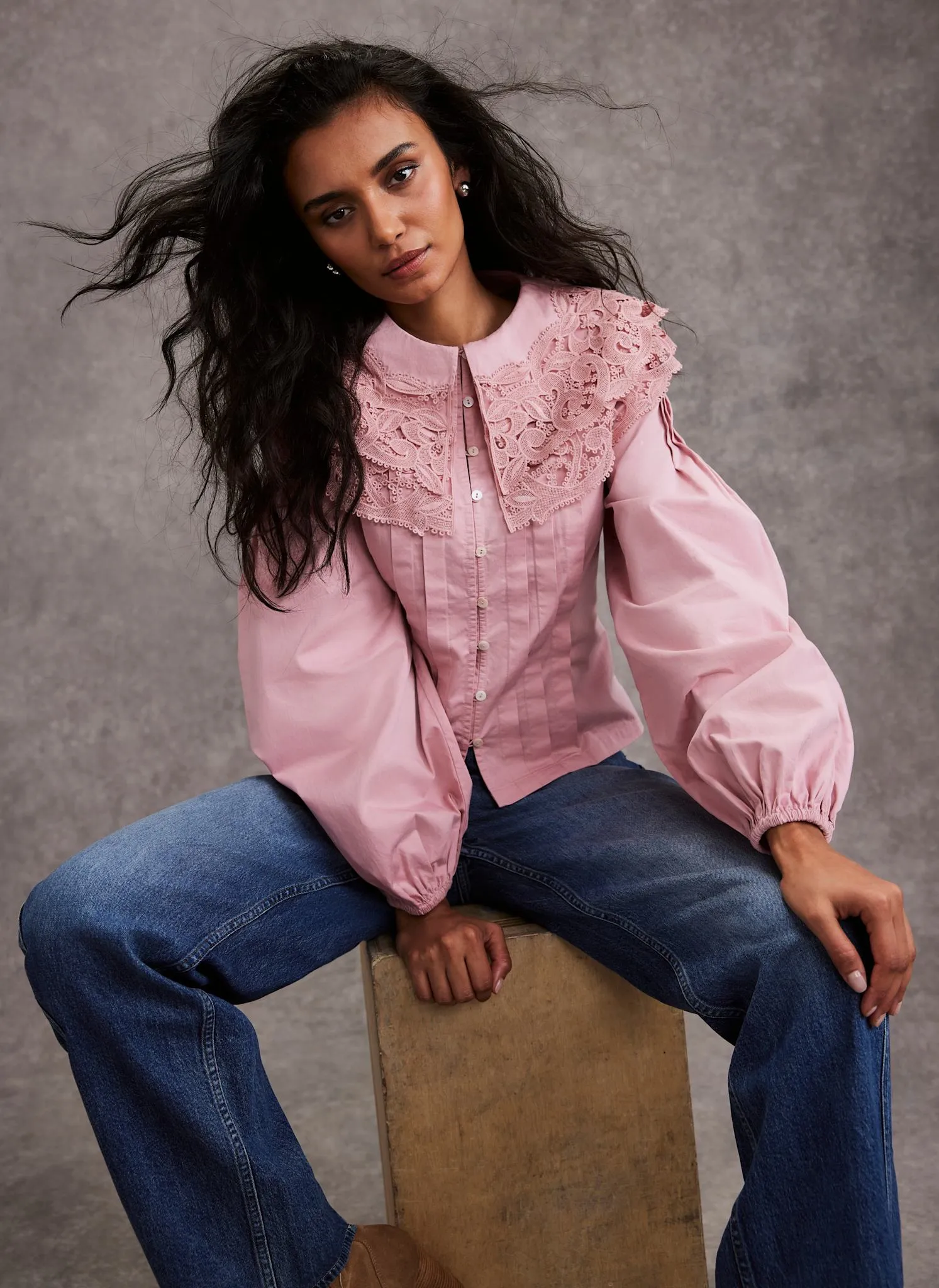 Pink Statement Collar Blouse sold by Mint Velvet product image thumbnail 2