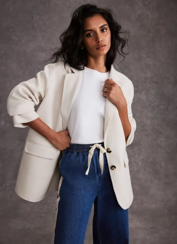 Cream Wool Blend Double Faced Blazer sold by Mint Velvet