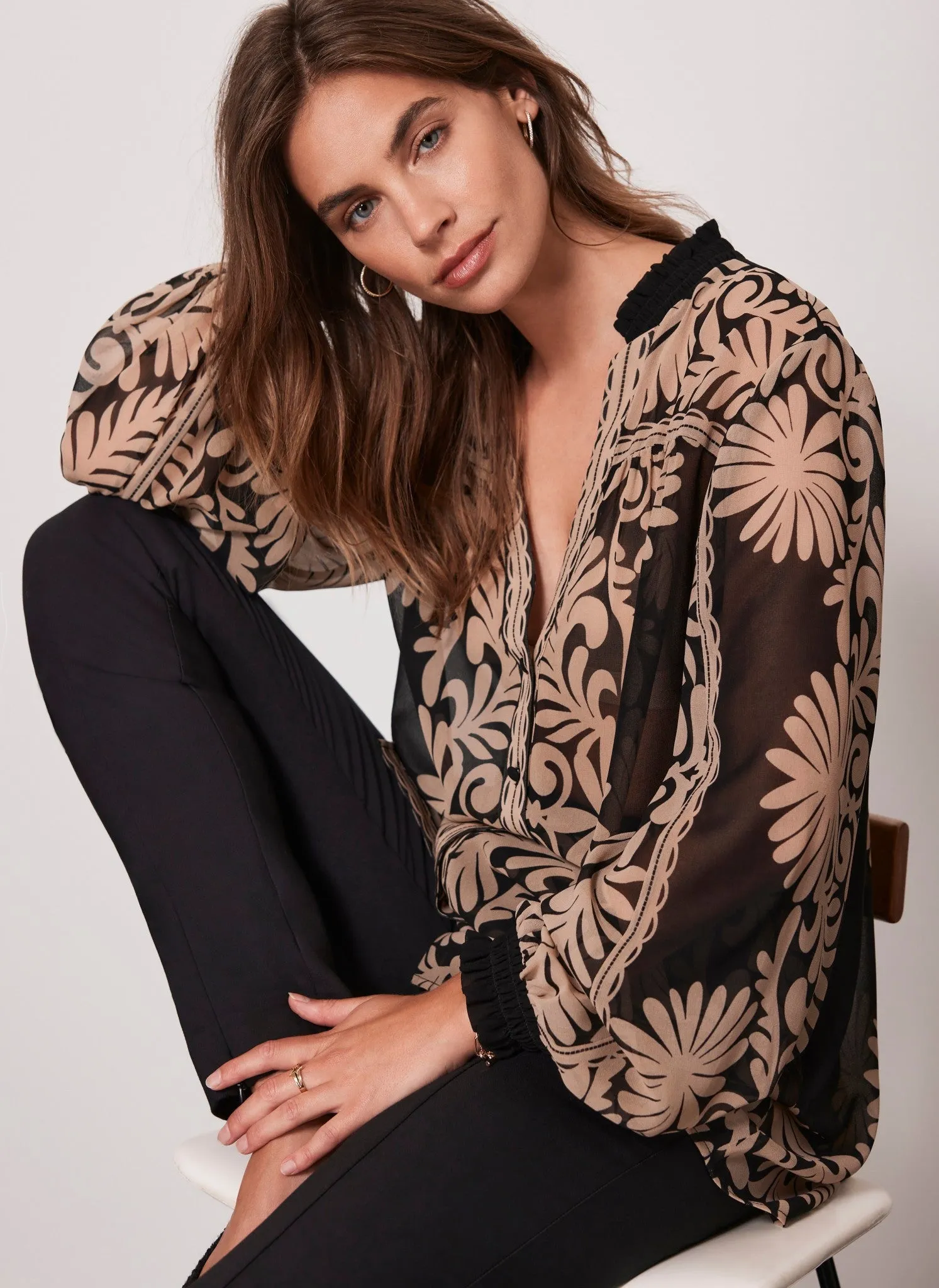 Black Placement Print Blouse sold by Mint Velvet product image thumbnail 3