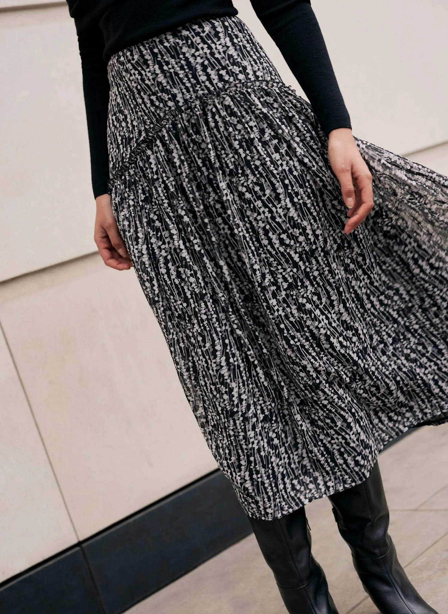 Grey Spot Print Maxi Skirt sold by Mint Velvet product image thumbnail 3