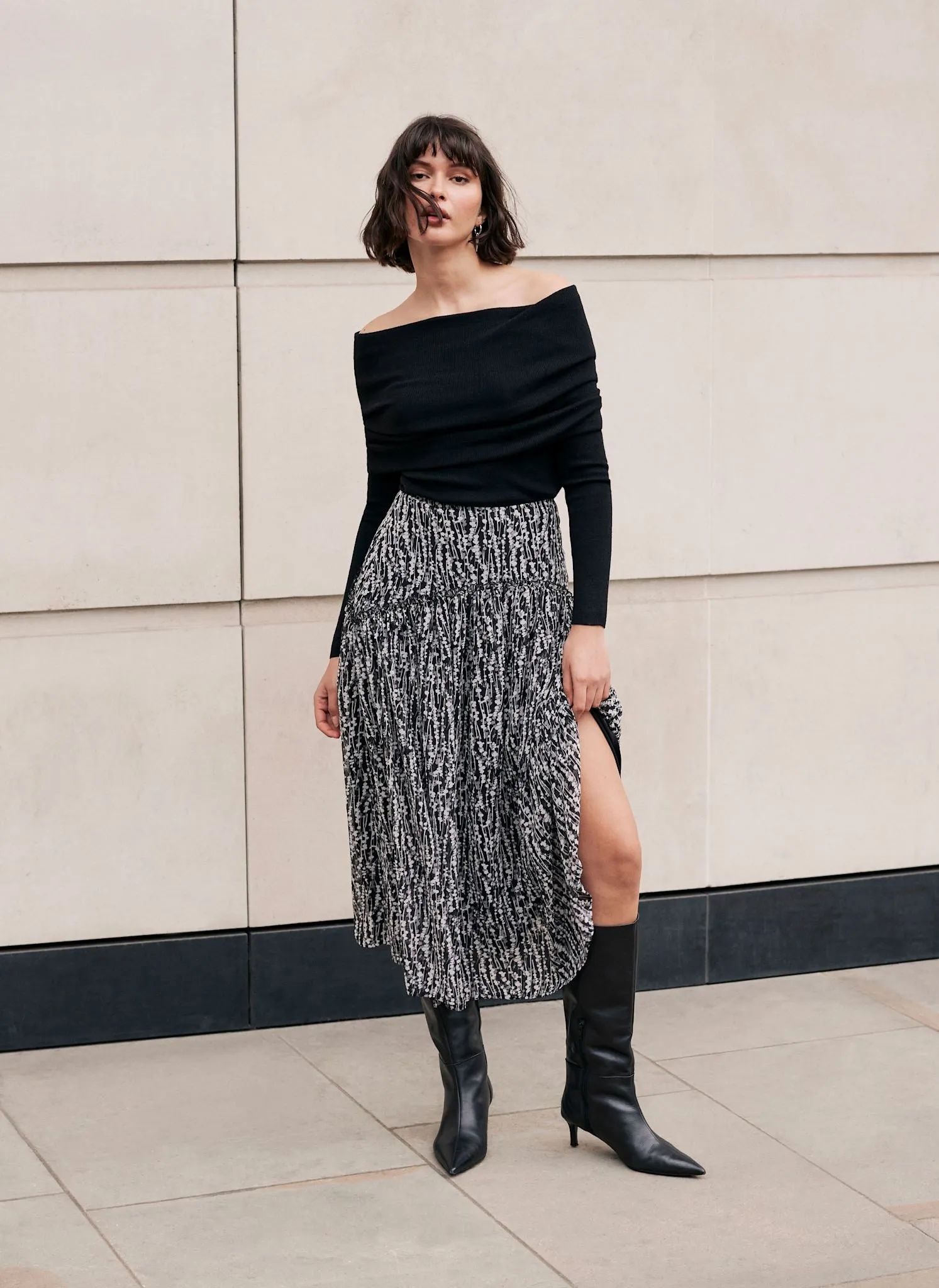 Grey Spot Print Maxi Skirt sold by Mint Velvet product image thumbnail 2