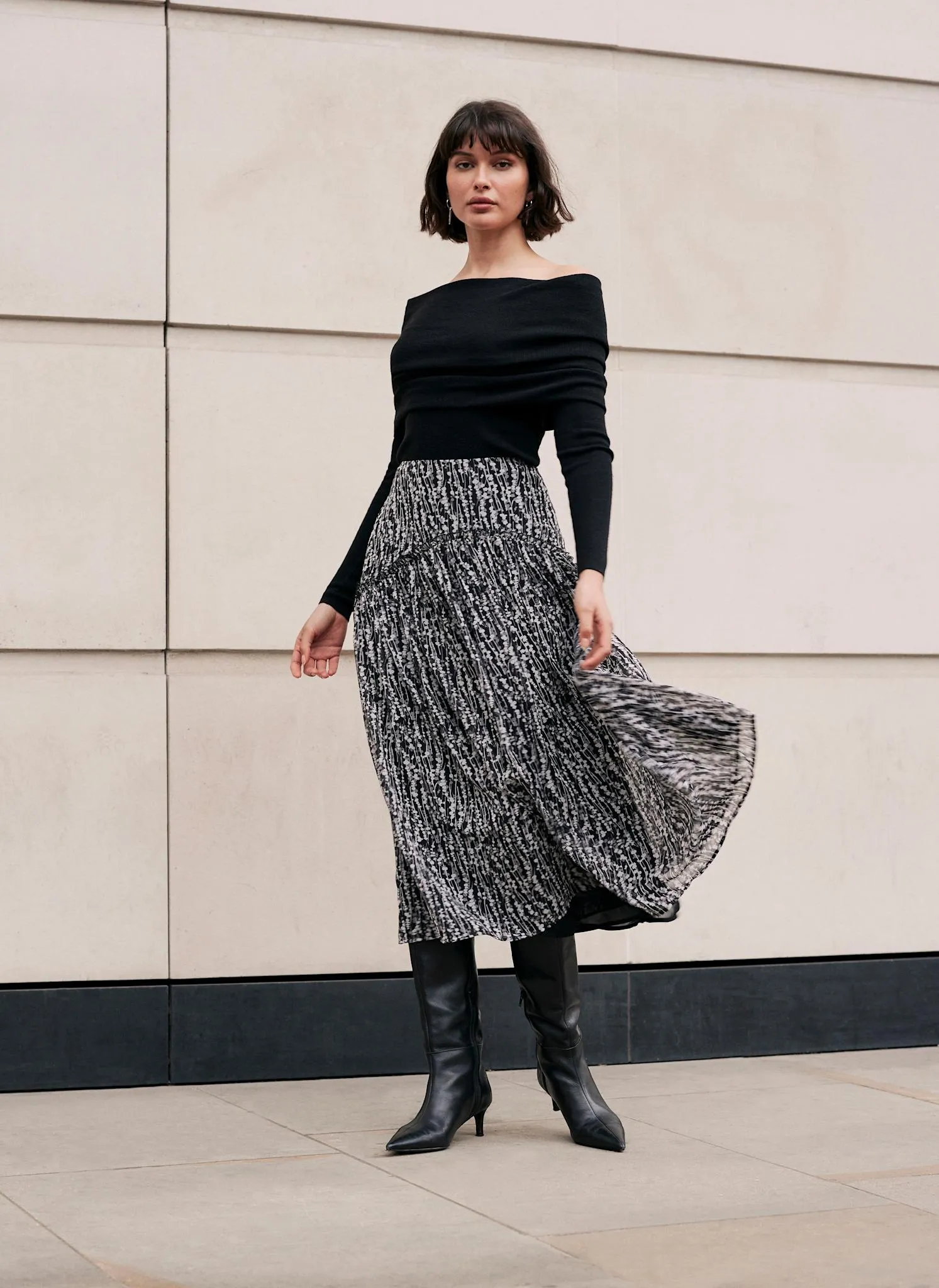 Grey Spot Print Maxi Skirt sold by Mint Velvet