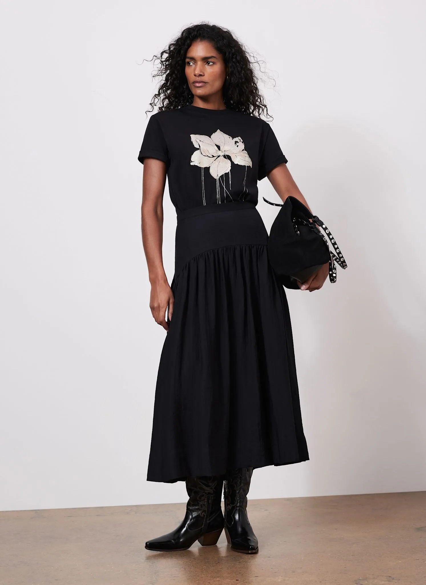 Black Drop Waist Midi Skirt sold by Mint Velvet product image thumbnail 4