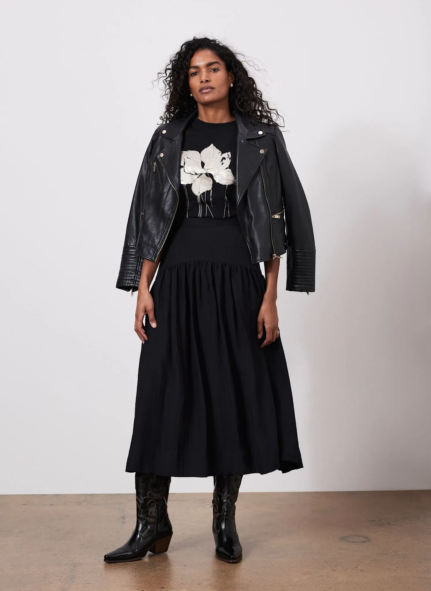 Black Drop Waist Midi Skirt sold by Mint Velvet product image thumbnail 5