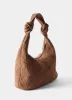 Nora Tan Woven Suede Knot Detail Bag sold by Mint Velvet