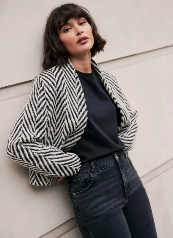 Cream Herringbone Detail Jacket sold by Mint Velvet