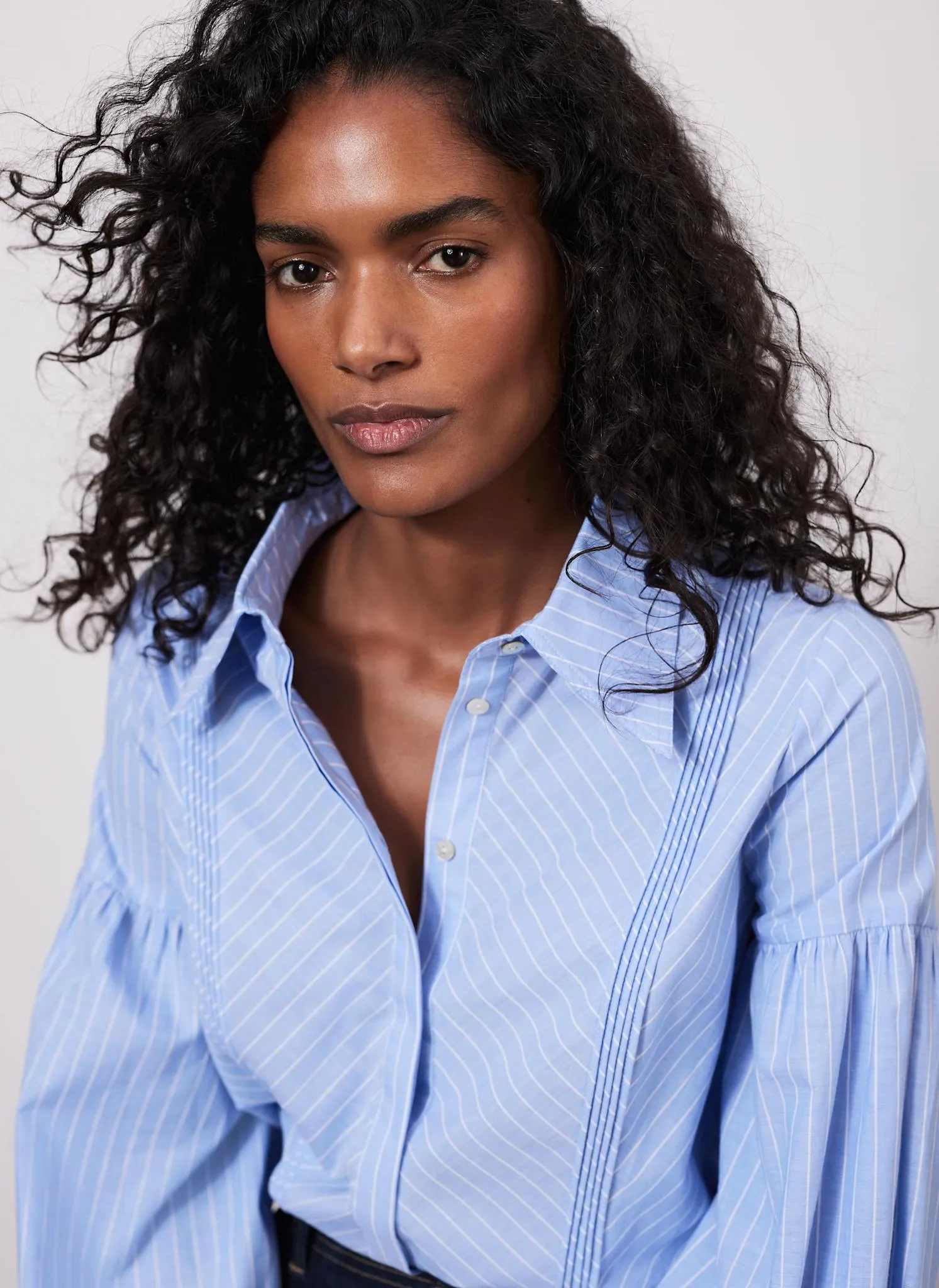 Blue Striped Pintuck Shirt sold by Mint Velvet product image thumbnail 5