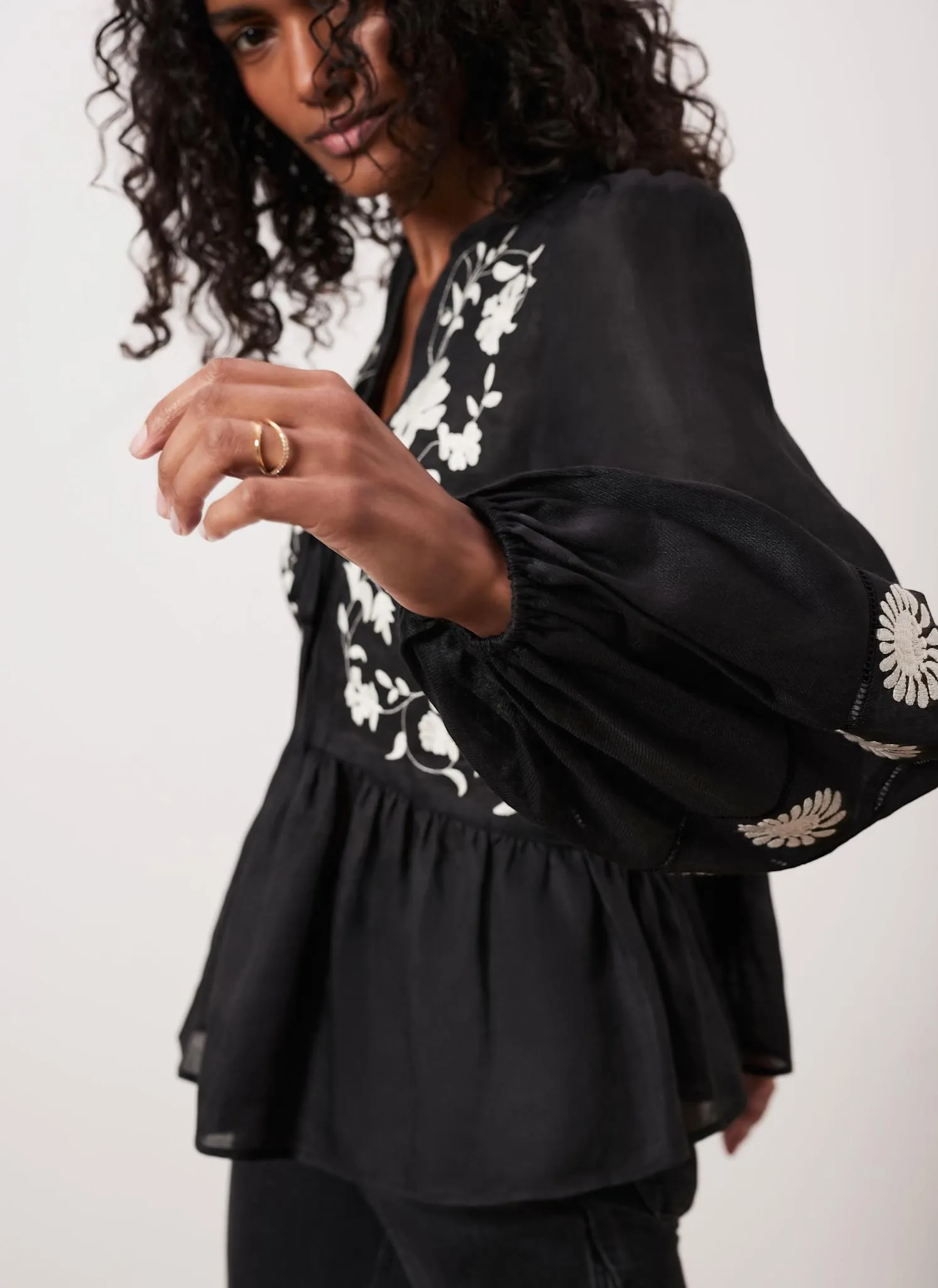 Black Embroidered Detail Top sold by Mint Velvet product image thumbnail 3