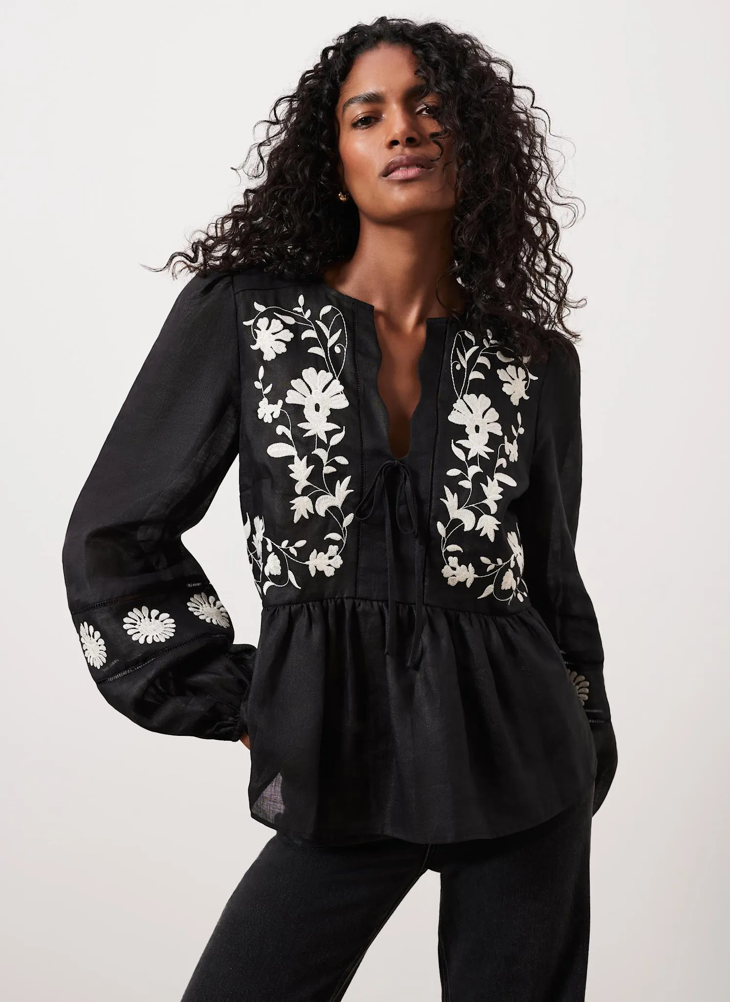 Black Embroidered Detail Top sold by Mint Velvet product image thumbnail 4