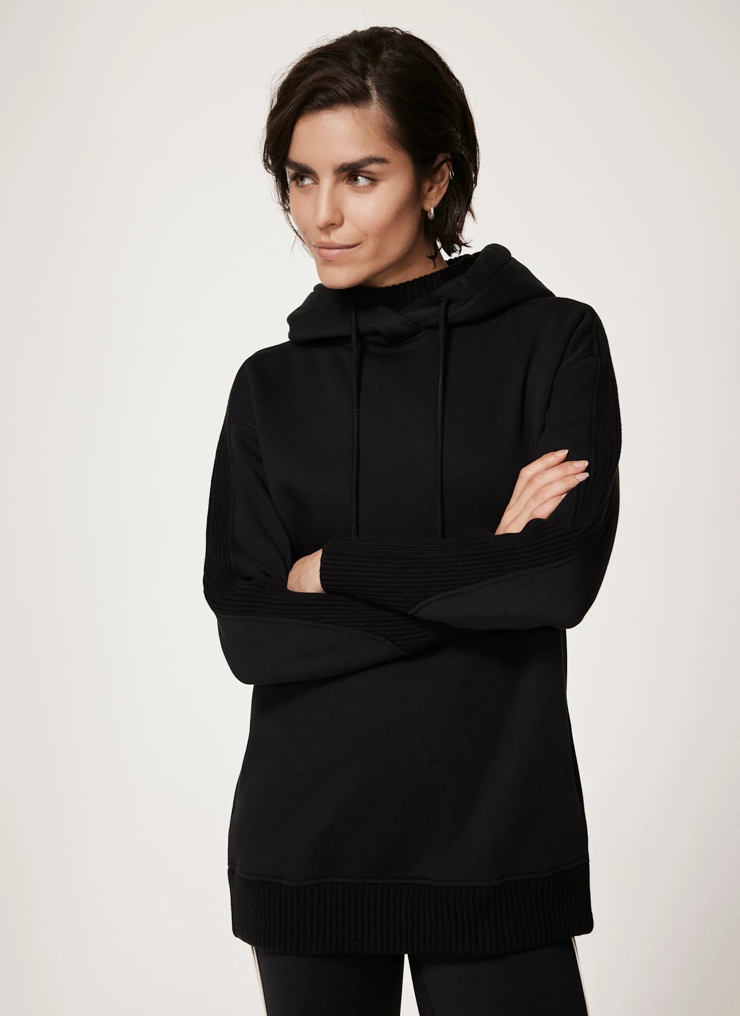 Black Knit Cotton Blend Hoodie sold by Mint Velvet product image thumbnail 2