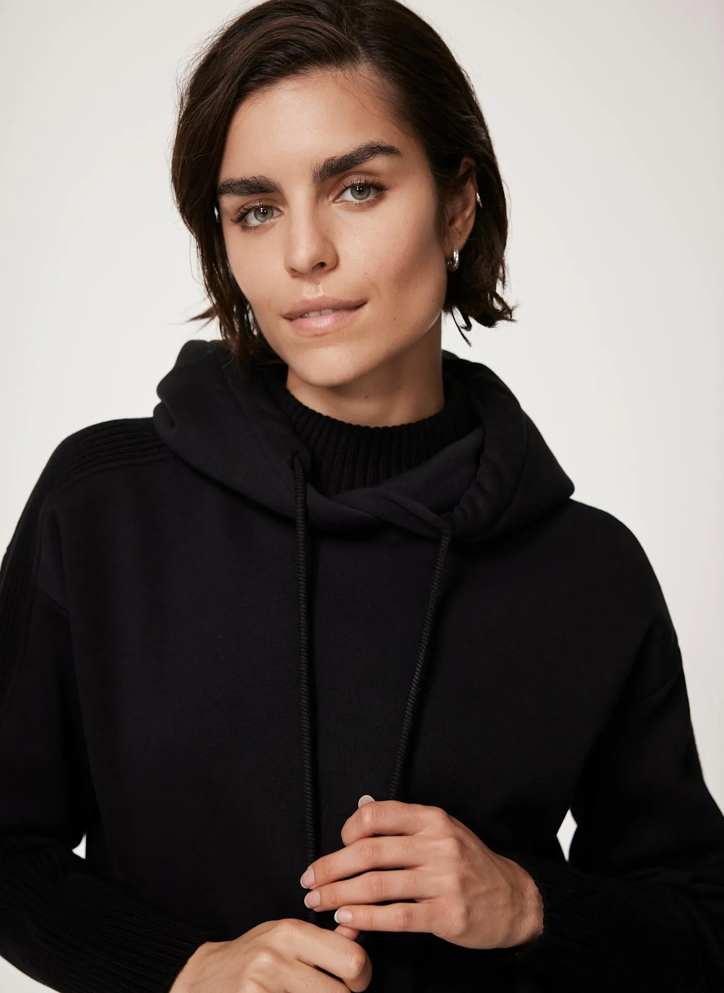 Black Knit Cotton Blend Hoodie sold by Mint Velvet product image thumbnail 3