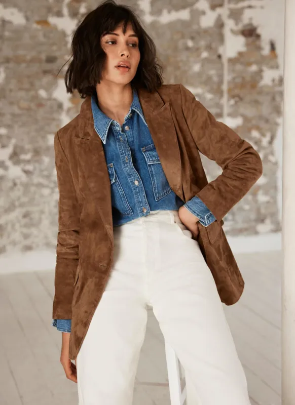 Tan Suede Blazer sold by Mint Velvet