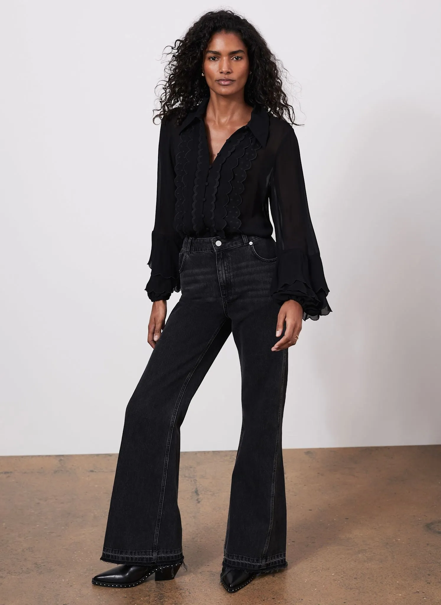 Black Scallop Detail Shirt sold by Mint Velvet product image thumbnail 4