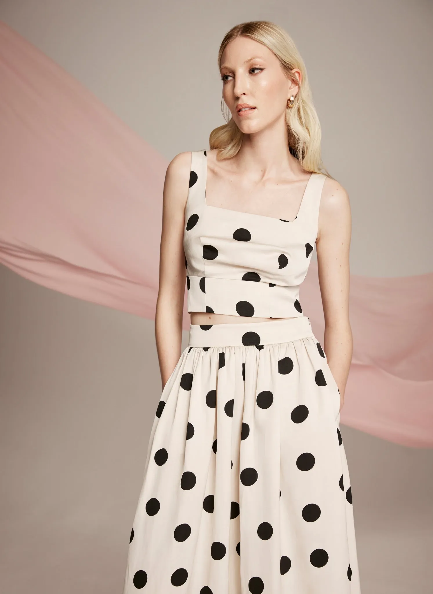 White Polka Dot Structured Top sold by Mint Velvet