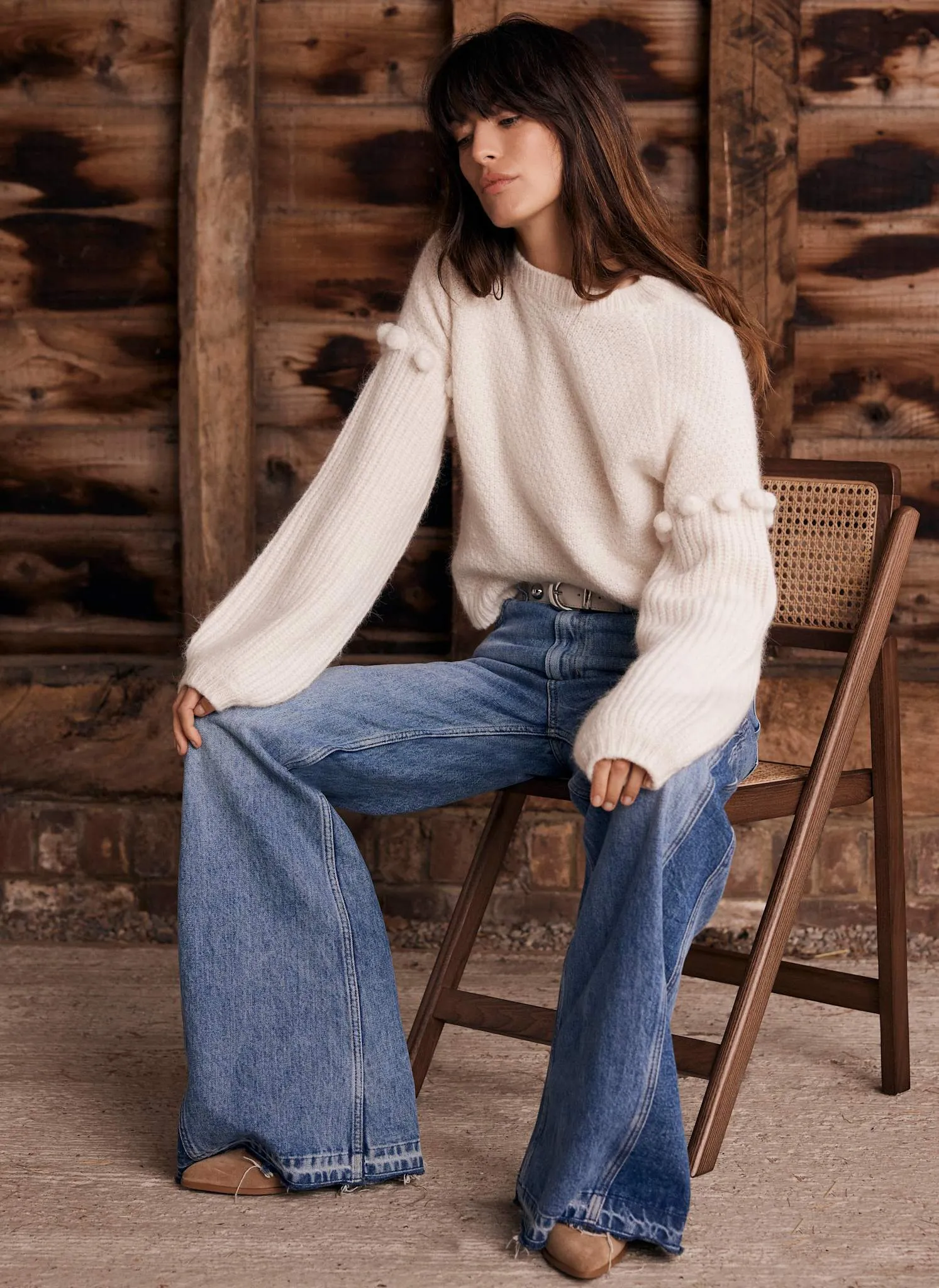 Cream Bobble Sleeve Knit Jumper sold by Mint Velvet product image thumbnail 2