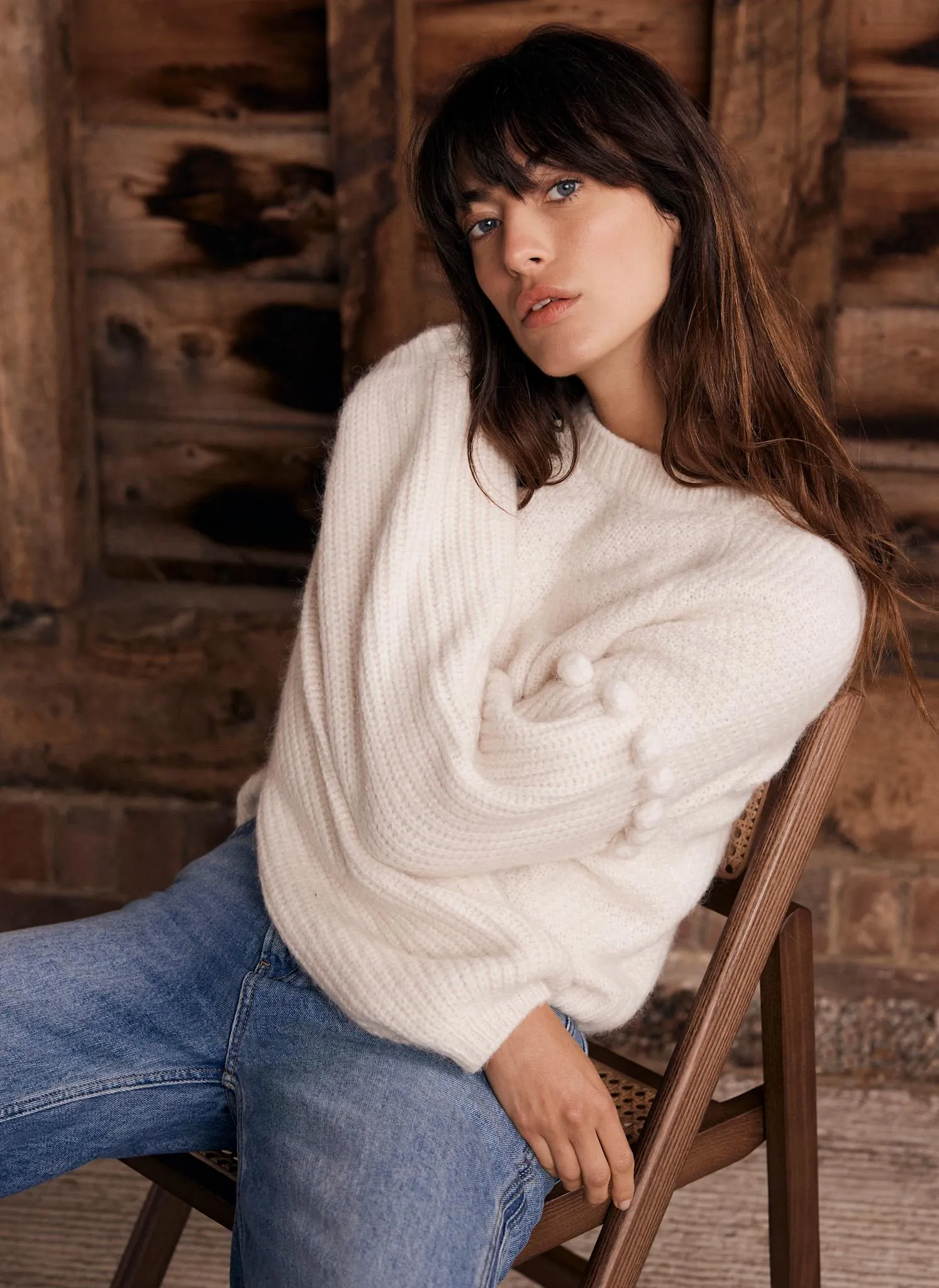Cream Bobble Sleeve Knit Jumper sold by Mint Velvet product image thumbnail 5