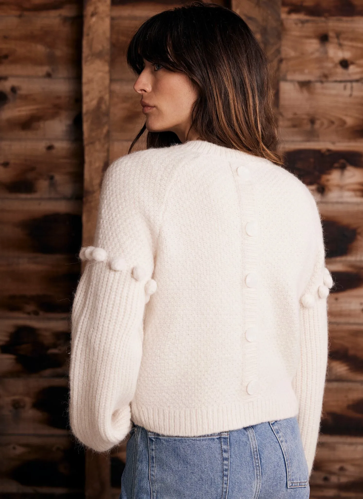 Cream Bobble Sleeve Knit Jumper sold by Mint Velvet product image thumbnail 4