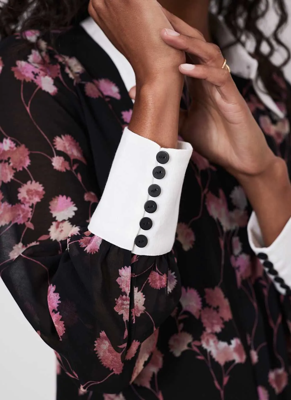 Black Floral Print Mini Shirt Dress sold by Mint Velvet product image thumbnail 4