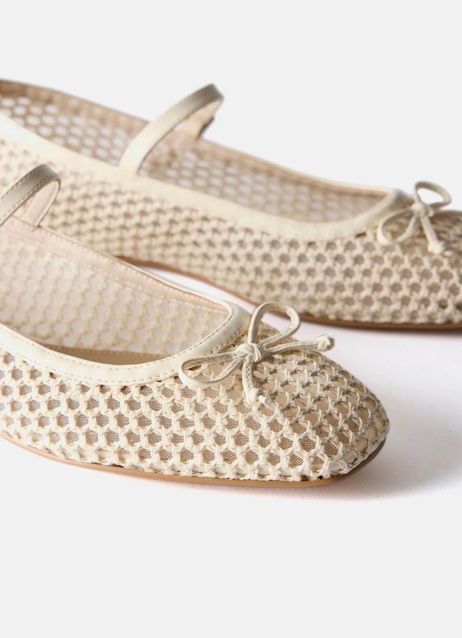 Sara White Mesh Ballet Flat Shoes sold by Mint Velvet product image thumbnail 3