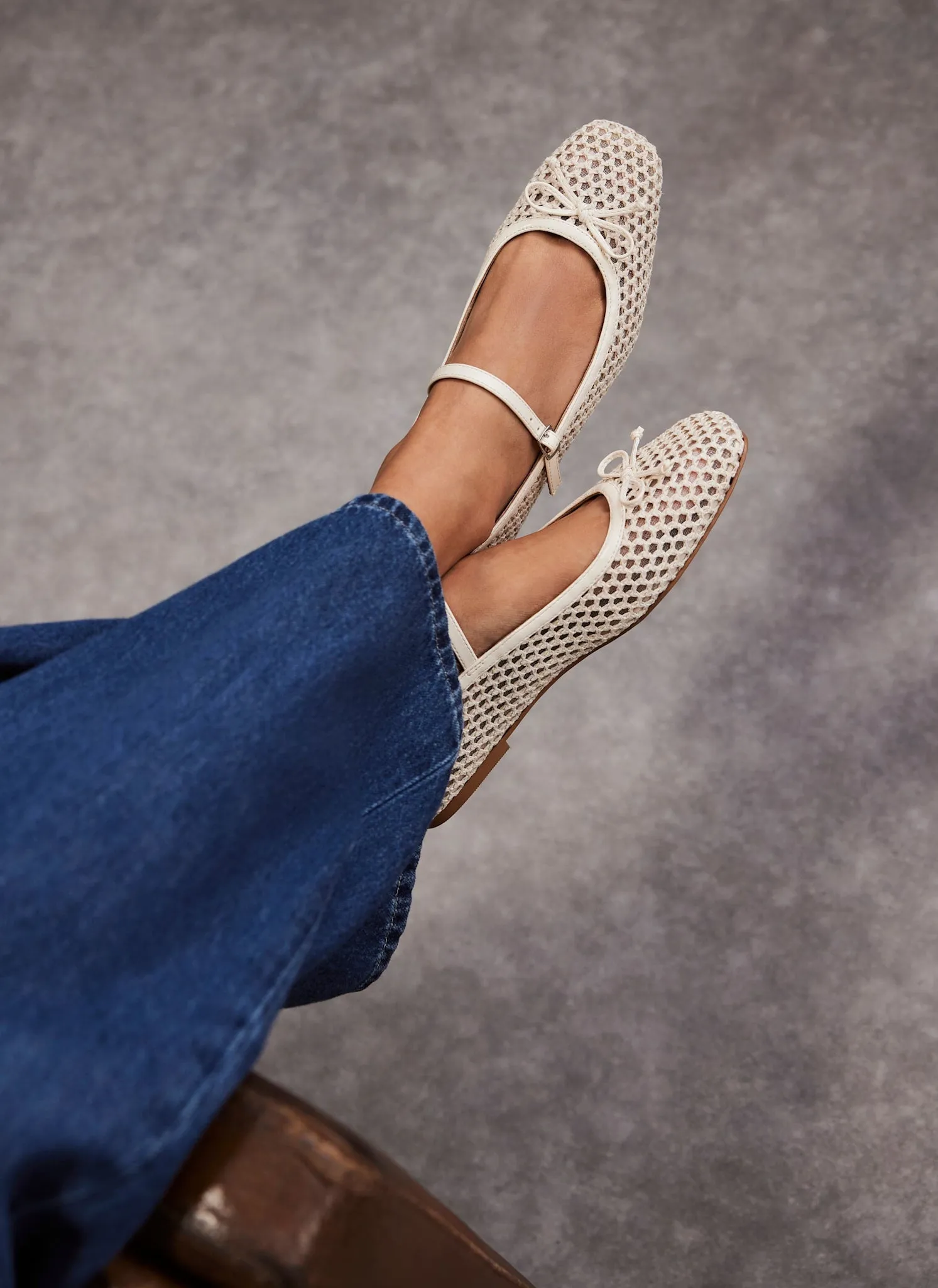 Sara White Mesh Ballet Flat Shoes sold by Mint Velvet