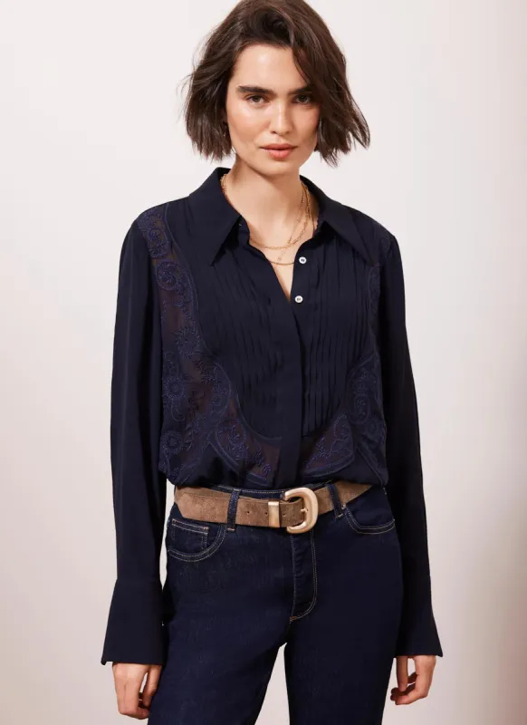 Navy Embroidered Shirt sold by Mint Velvet
