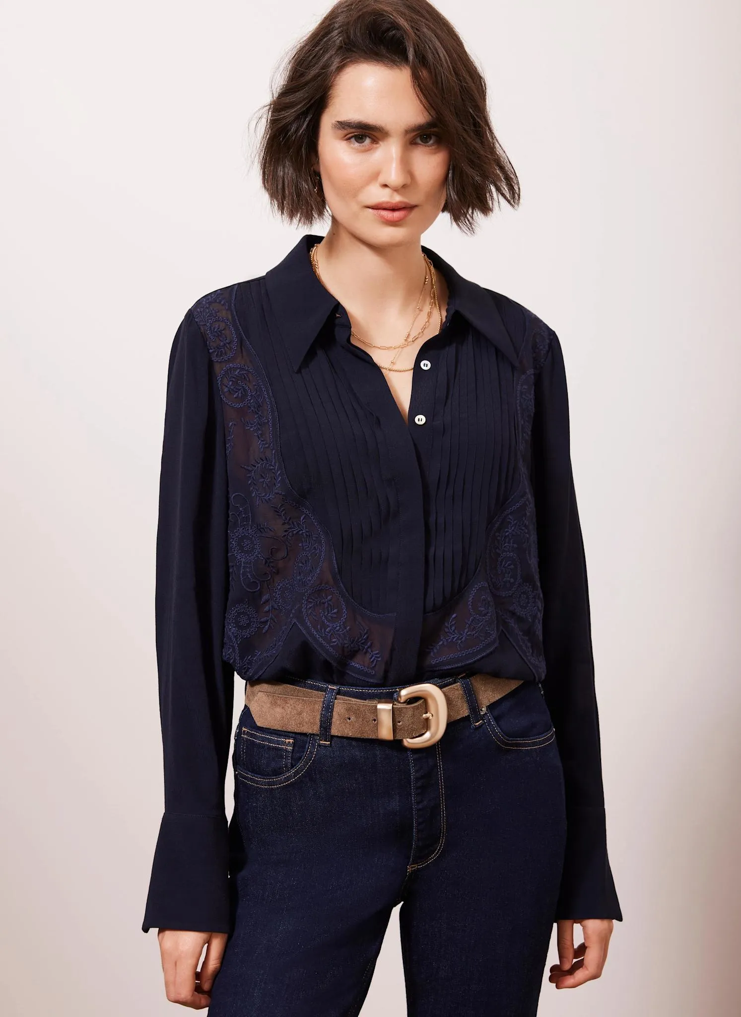 Navy Embroidered Shirt sold by Mint Velvet
