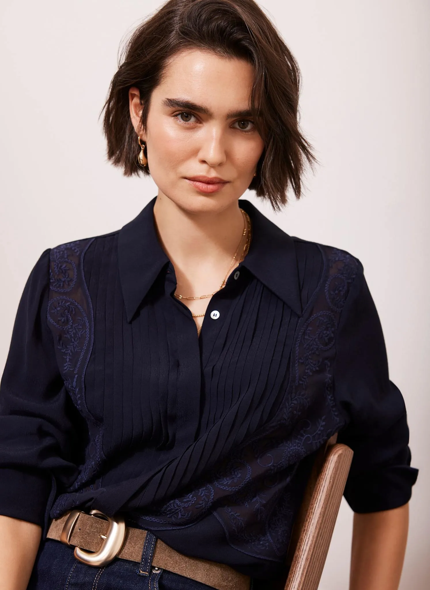 Navy Embroidered Shirt sold by Mint Velvet product image thumbnail 5
