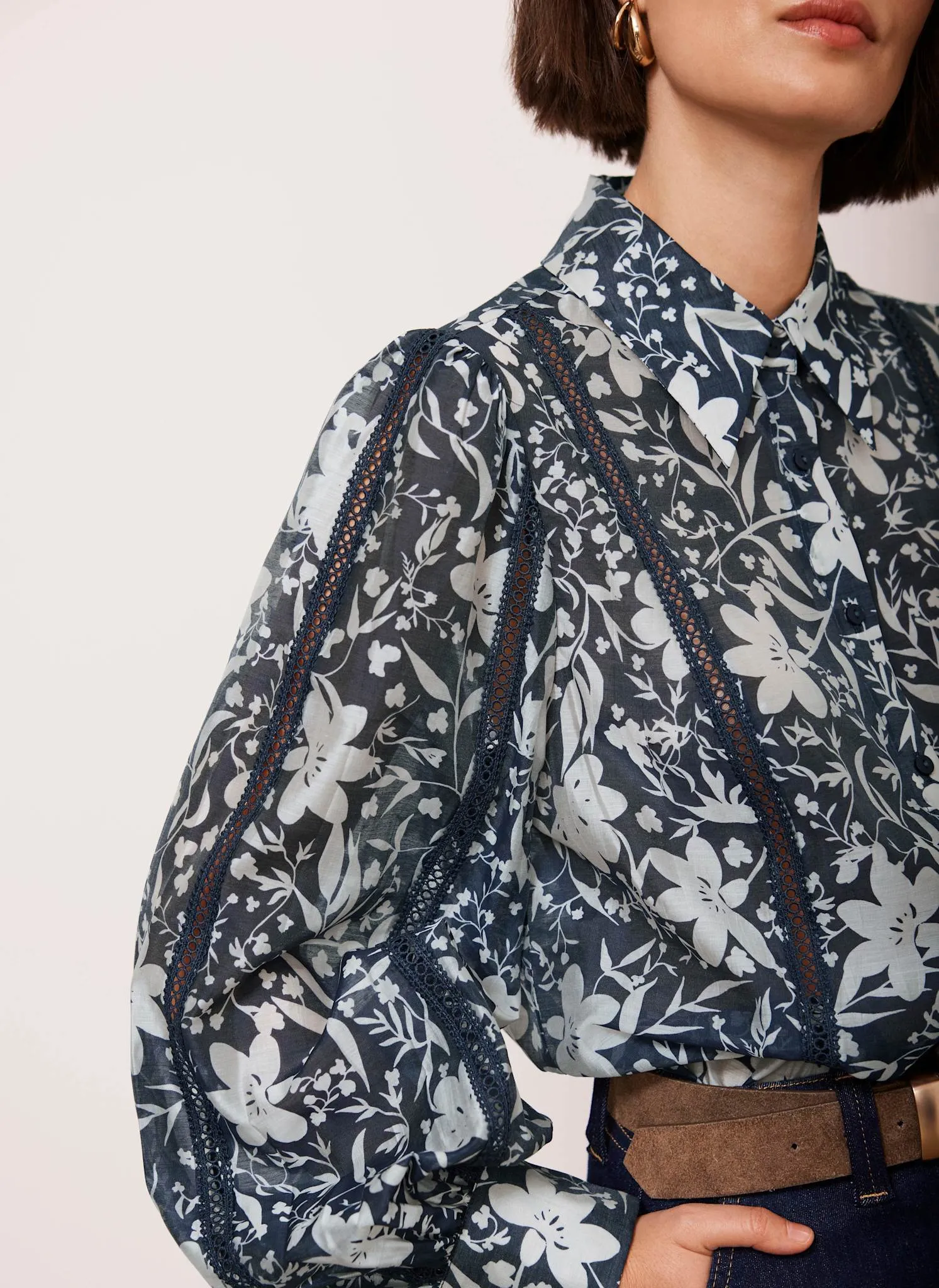 Navy Floral Print Shirt sold by Mint Velvet product image thumbnail 3