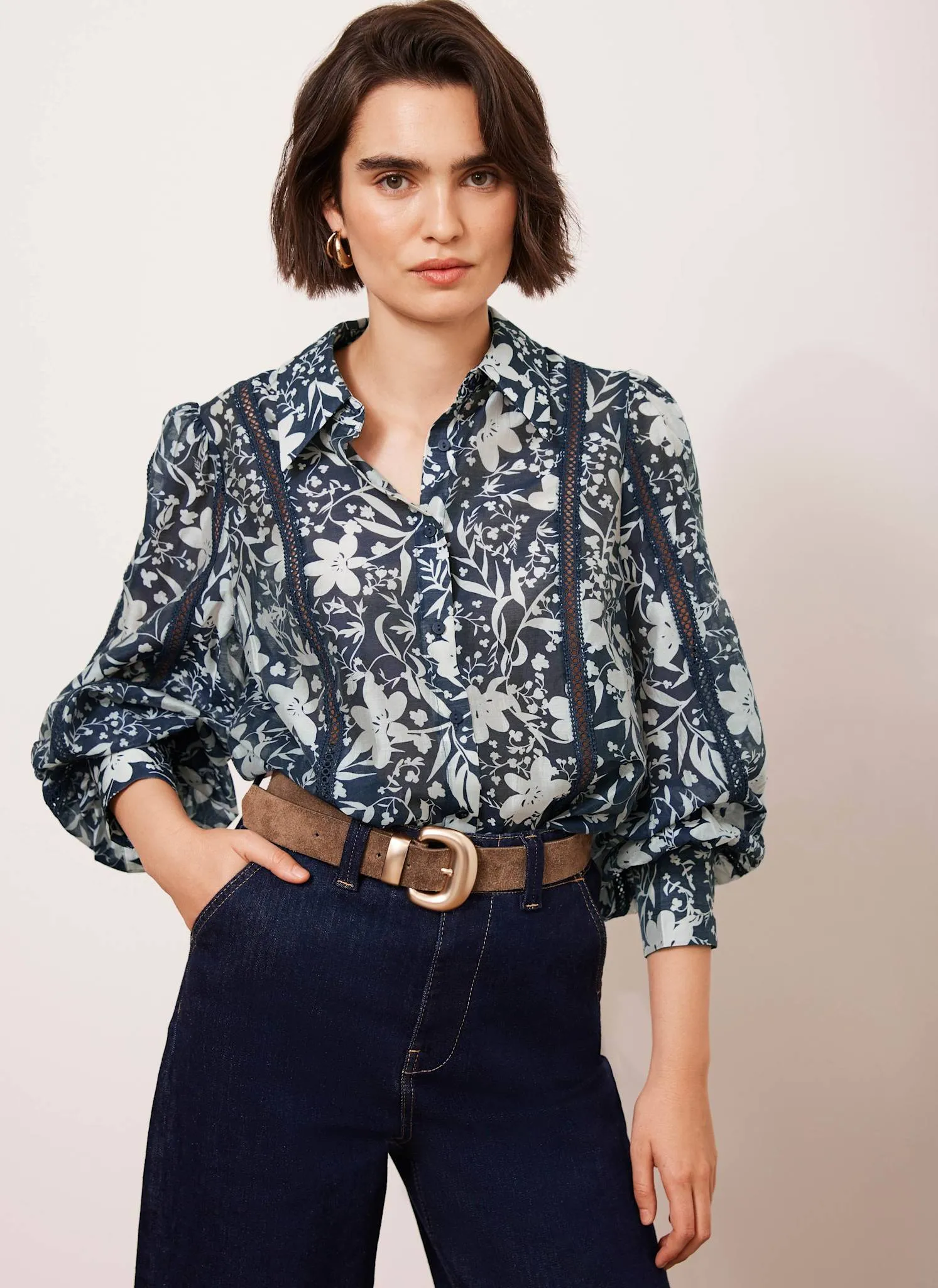 Navy Floral Print Shirt sold by Mint Velvet product image thumbnail 2