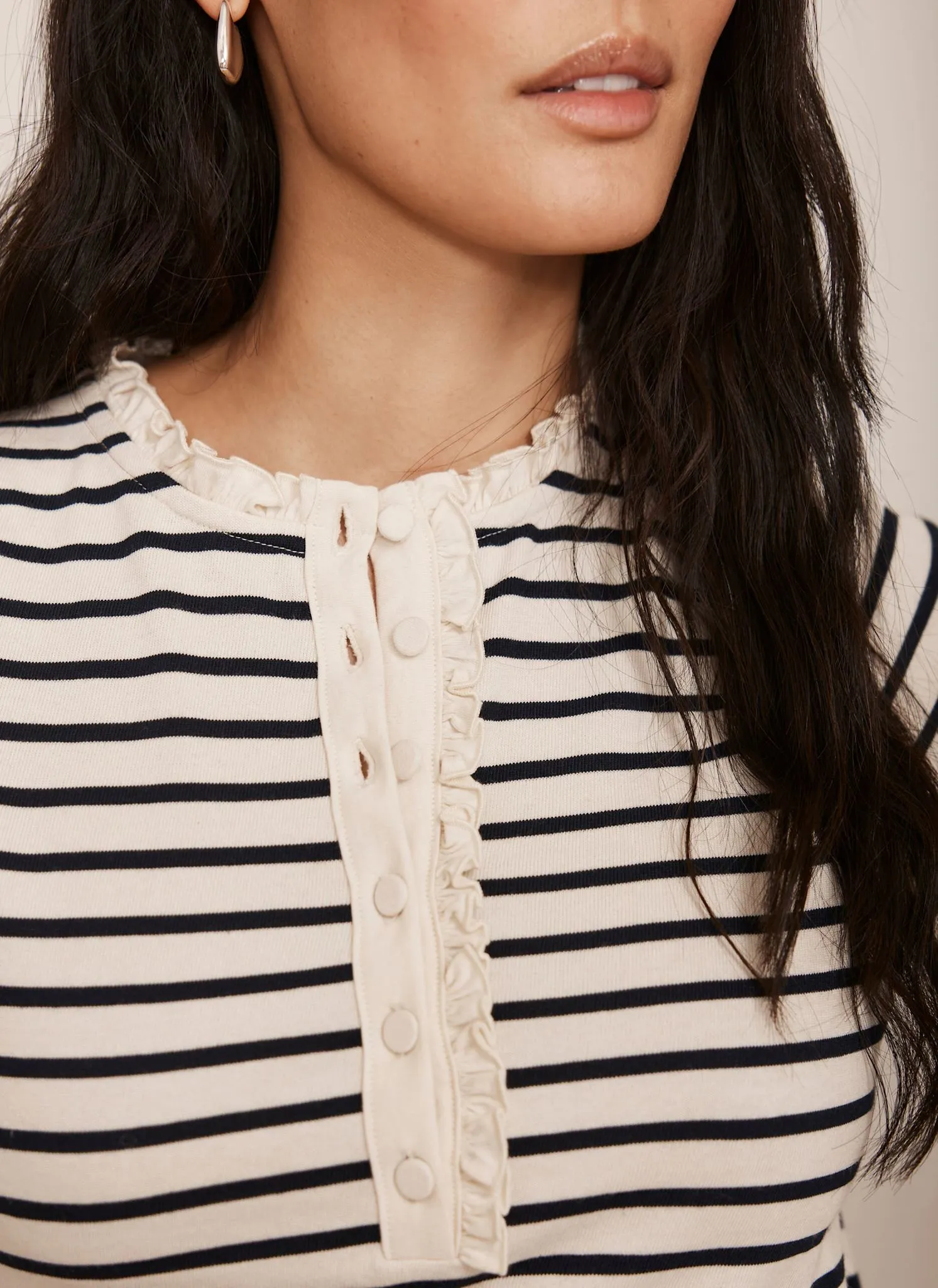 Cream Striped Henley Top sold by Mint Velvet product image thumbnail 5