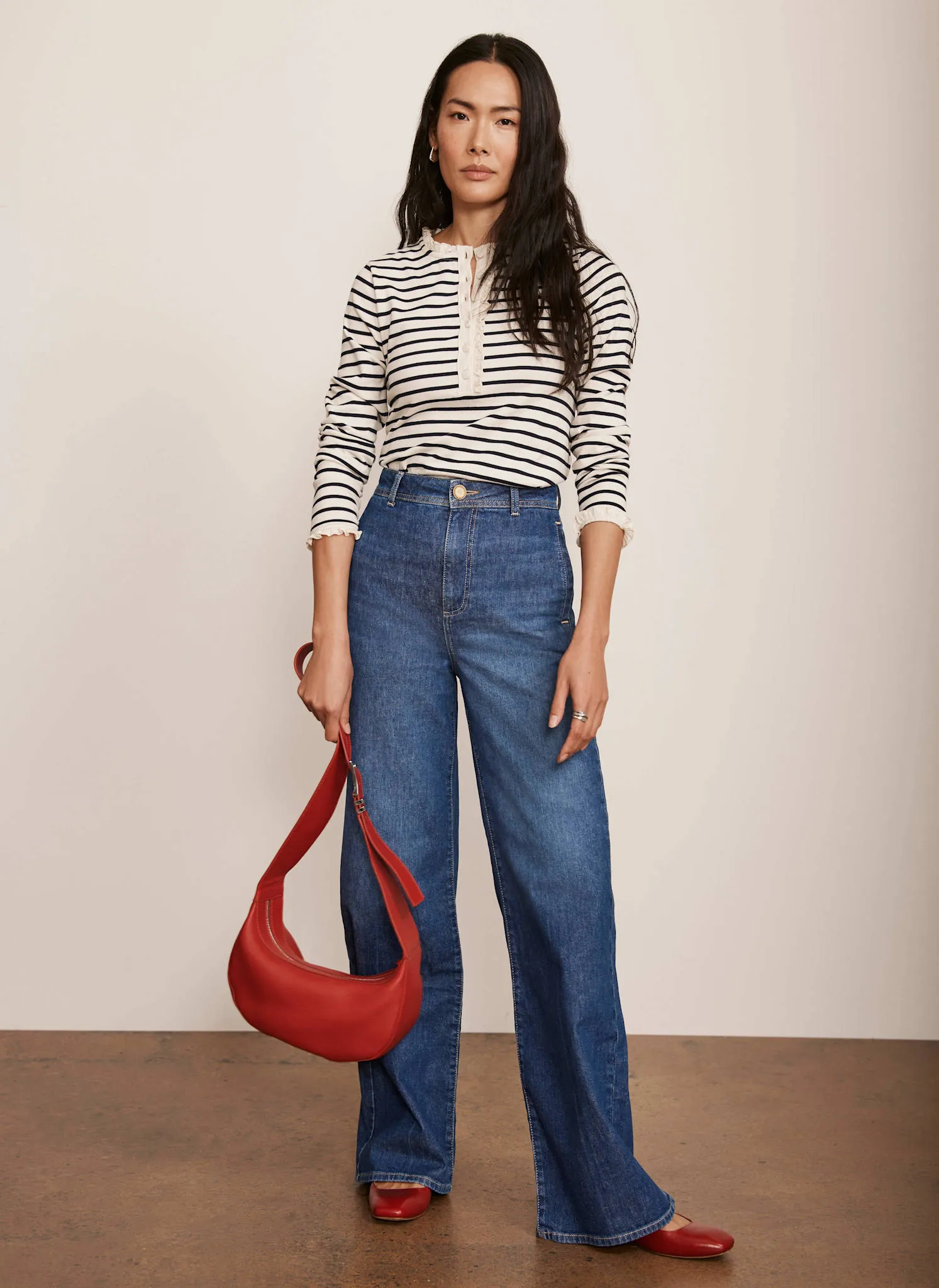 Cream Striped Henley Top sold by Mint Velvet product image thumbnail 3