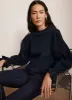 Navy Fluted Sleeve Sweatshirt sold by Mint Velvet