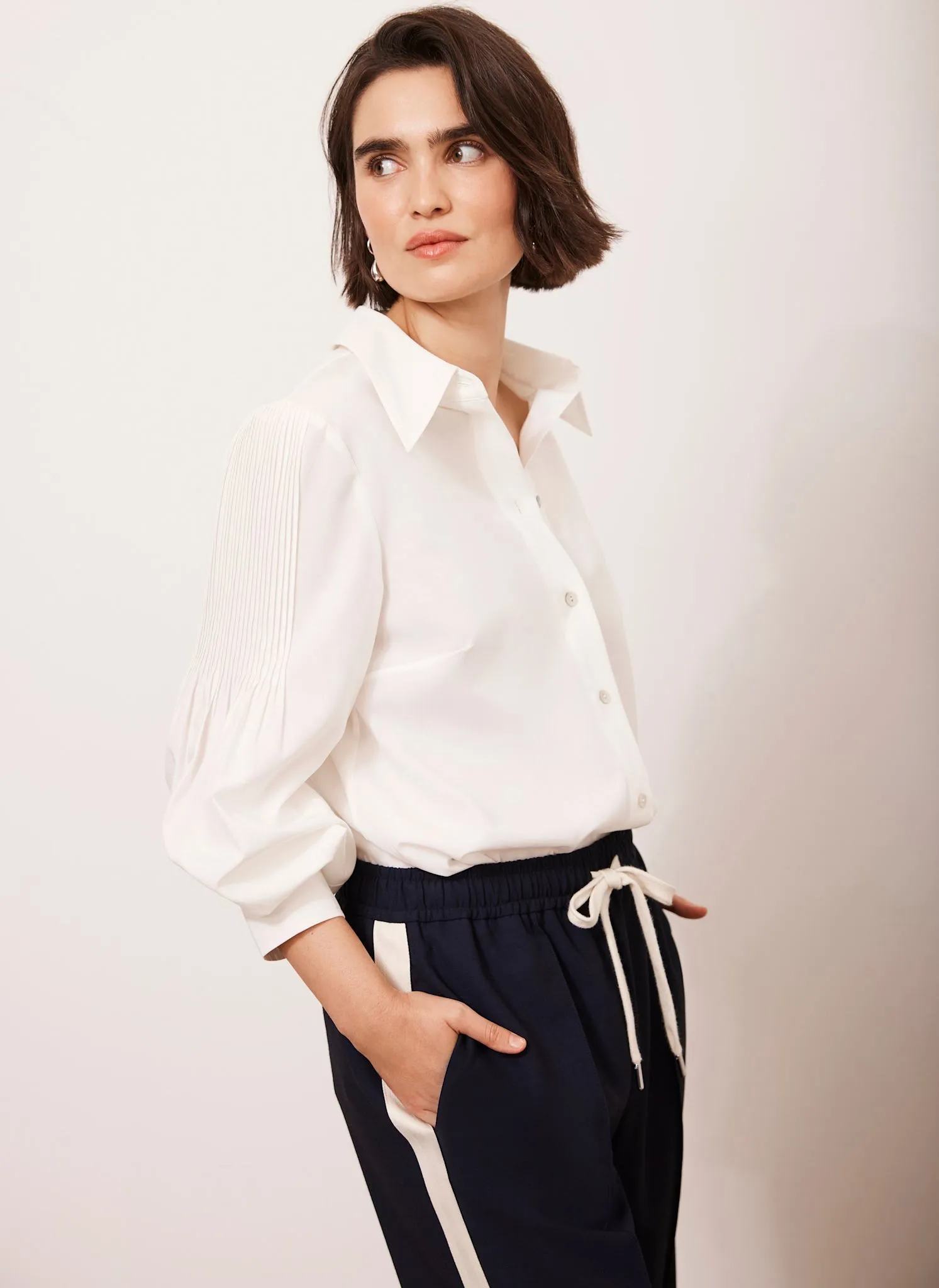 White Pintuck Detail Shirt sold by Mint Velvet