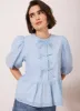 Blue Striped Polka Heart Puff Sleeve Top sold by Mint Velvet