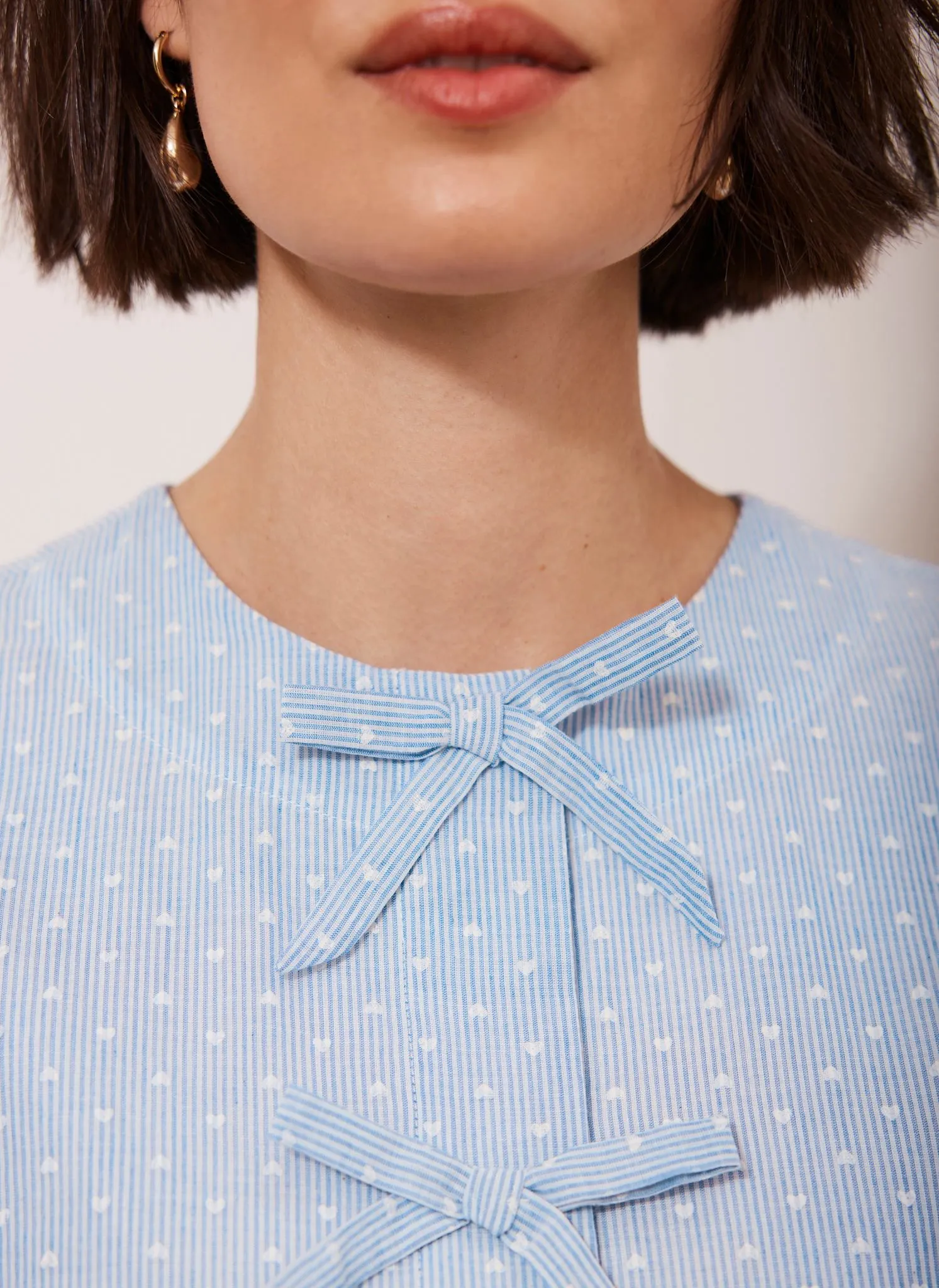 Blue Striped Polka Heart Puff Sleeve Top sold by Mint Velvet product image thumbnail 3