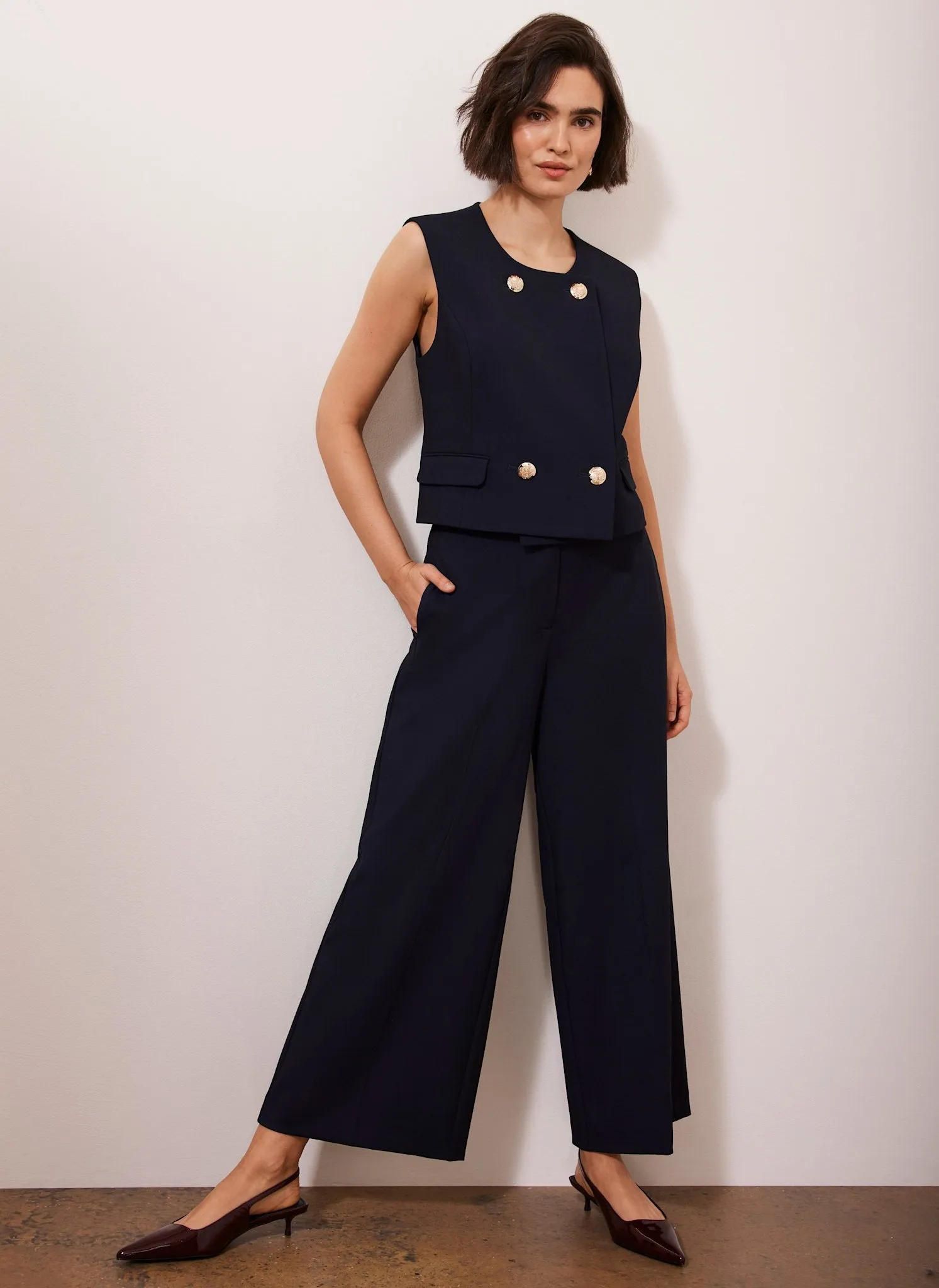 Navy Button Detail Waistcoat sold by Mint Velvet product image thumbnail 5