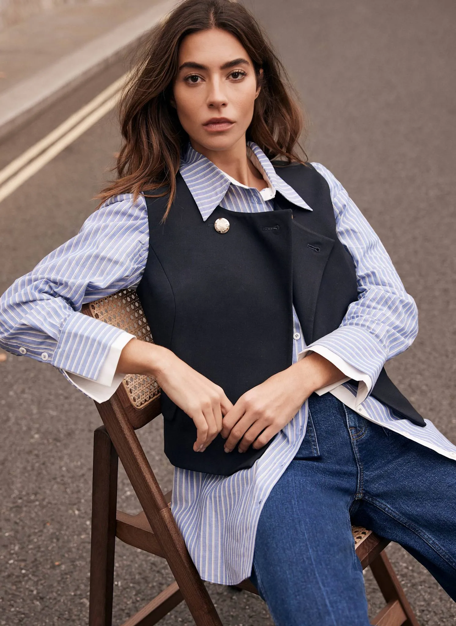 Navy Button Detail Waistcoat sold by Mint Velvet product image thumbnail 4