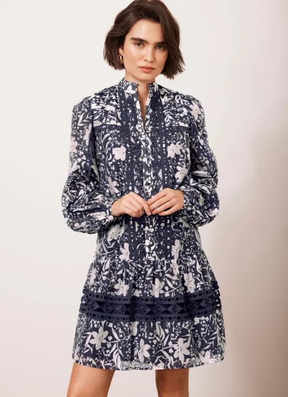 Navy Floral Print Mini Dress sold by Mint Velvet