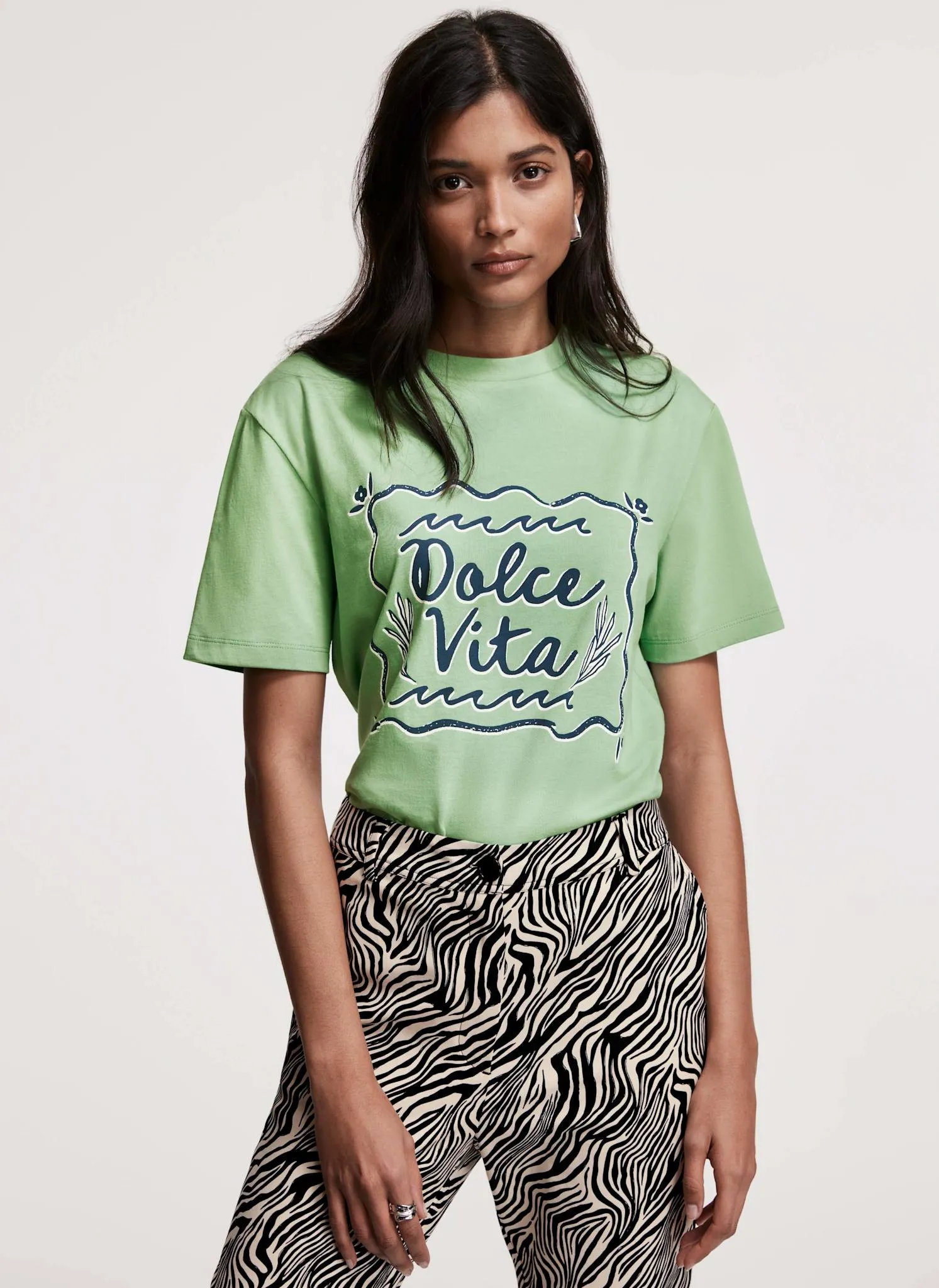 Green Dolce Vita Slogan T-Shirt sold by Mint Velvet product image thumbnail 3