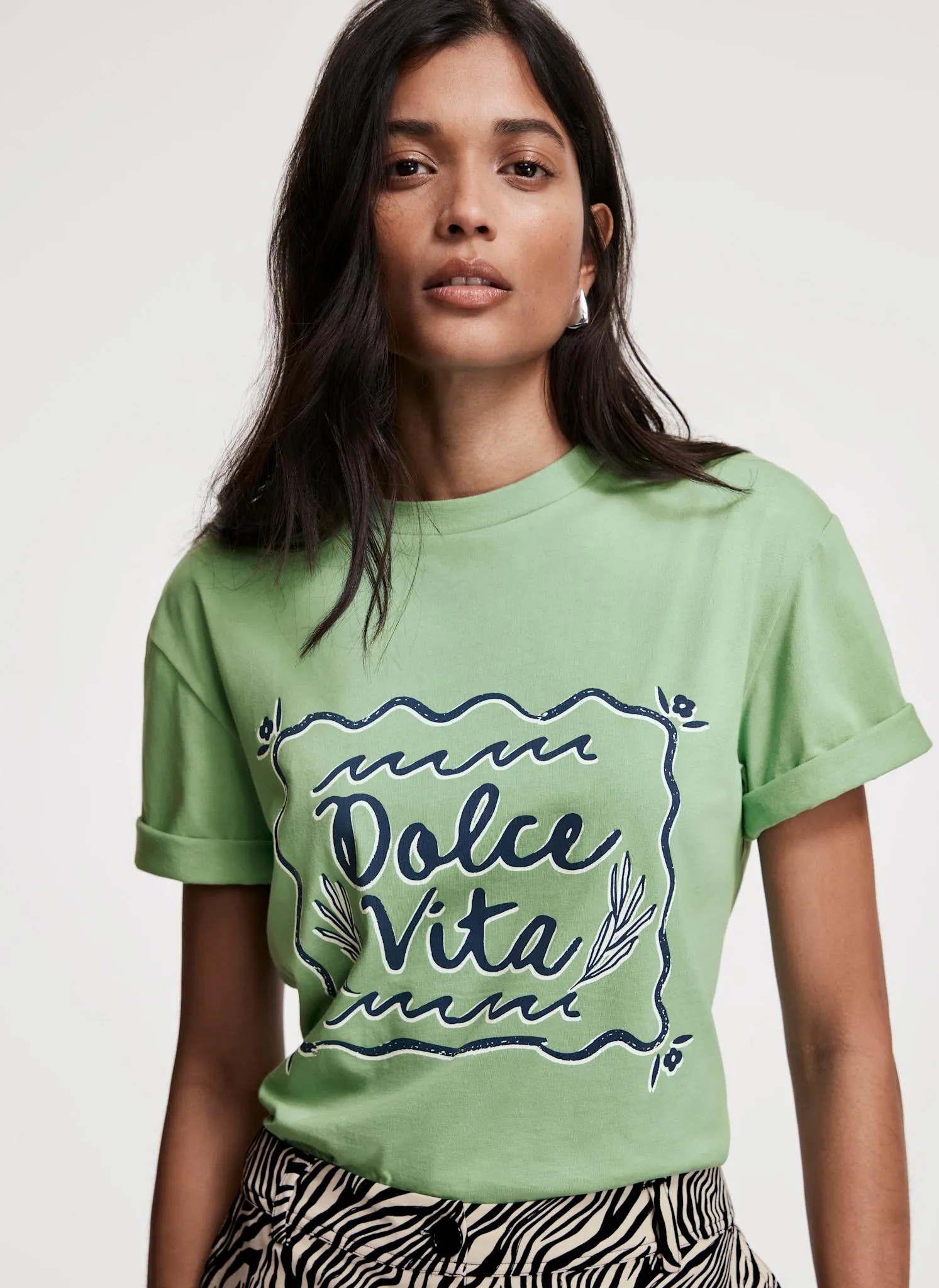 Green Dolce Vita Slogan T-Shirt sold by Mint Velvet product image thumbnail 2