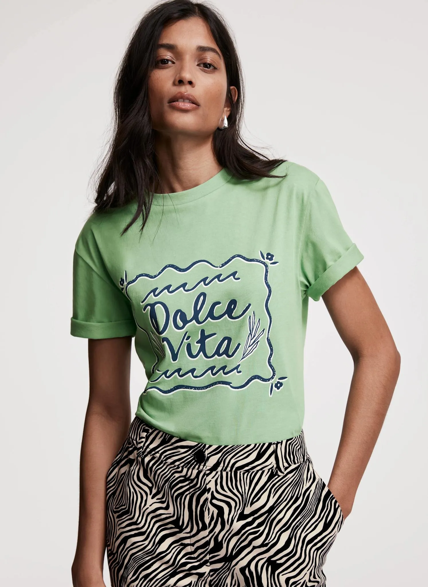 Green Dolce Vita Slogan T-Shirt sold by Mint Velvet product image thumbnail 4