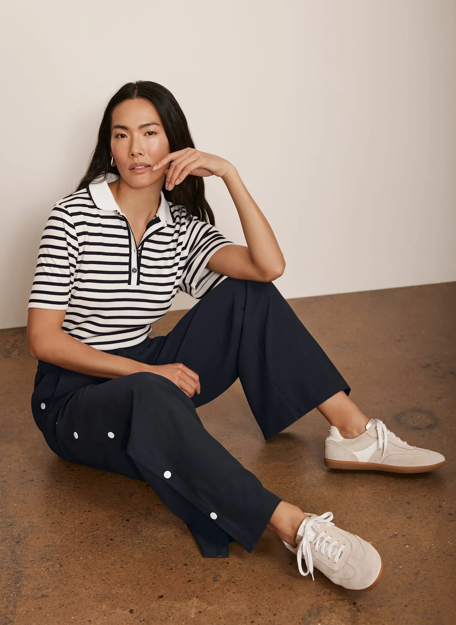 Navy Popper Detail Trousers sold by Mint Velvet product image thumbnail 4