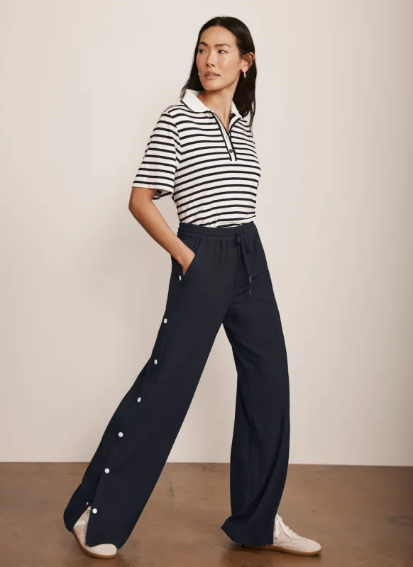 Navy Popper Detail Trousers sold by Mint Velvet