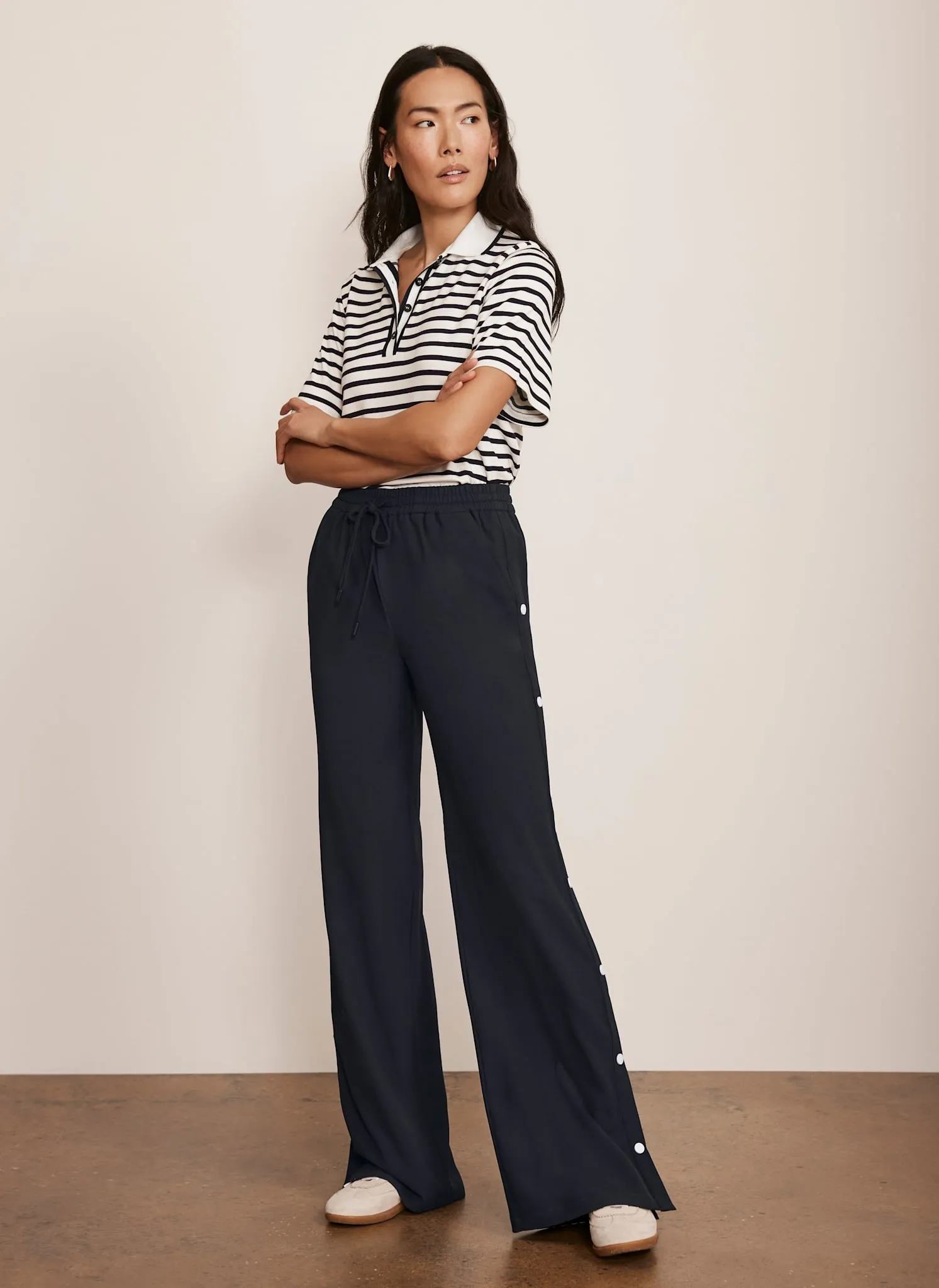 Navy Popper Detail Trousers sold by Mint Velvet product image thumbnail 5
