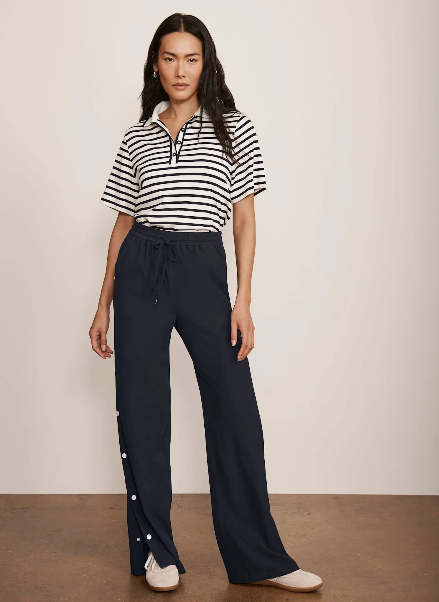 Navy Popper Detail Trousers sold by Mint Velvet product image thumbnail 2