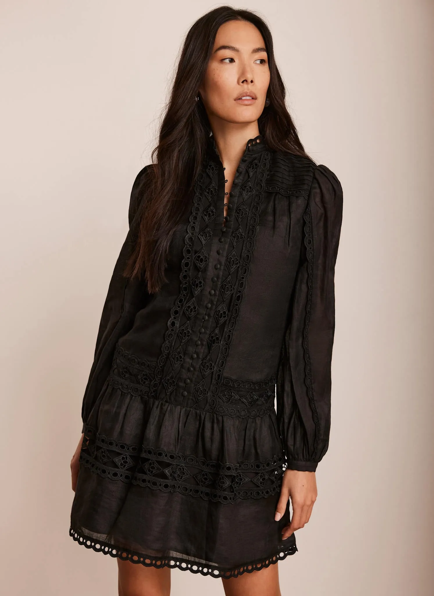 Black Lace Detail Mini Dress sold by Mint Velvet product image thumbnail 3