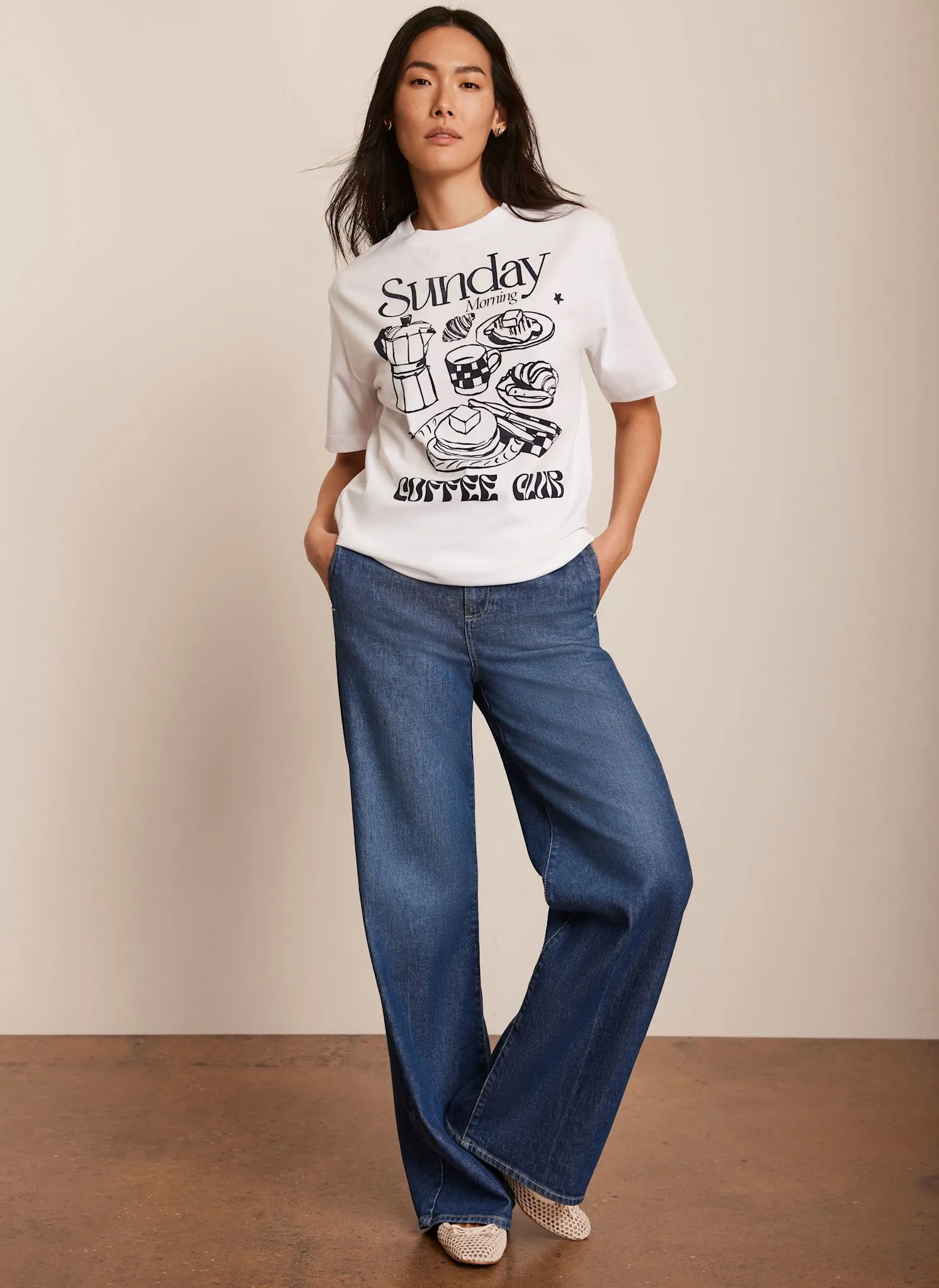 White Oversized Sunday Coffee Club T-Shirt sold by Mint Velvet product image thumbnail 4